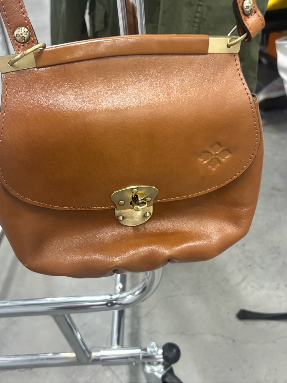 Patricia Nash Women's Tan Leather Crossbody Bag with Gold Hardware